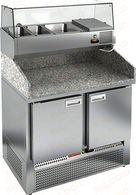 Стол холодильный для пиццы HiCold PZE3-11/SN (каменная столешница + витрина)